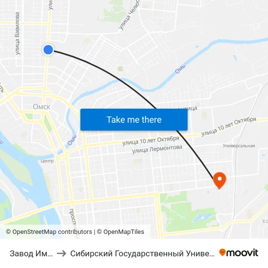 Завод Им. Куйбышева to Сибирский Государственный Университет Физической Культуры И Спорта map