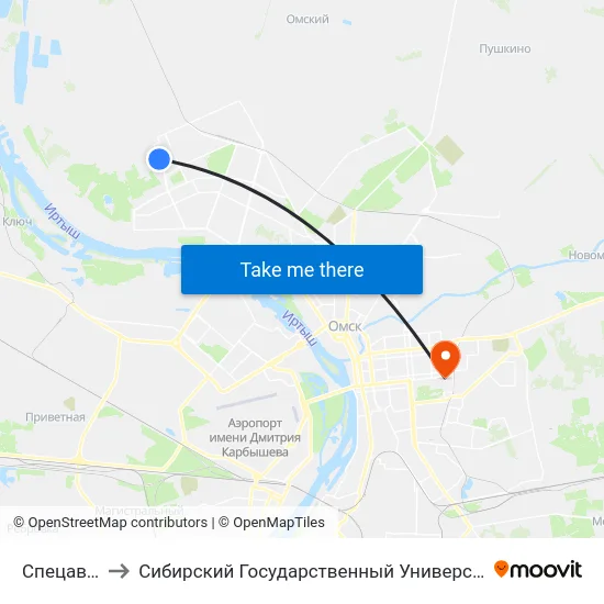 Спецавтоматика to Сибирский Государственный Университет Физической Культуры И Спорта map