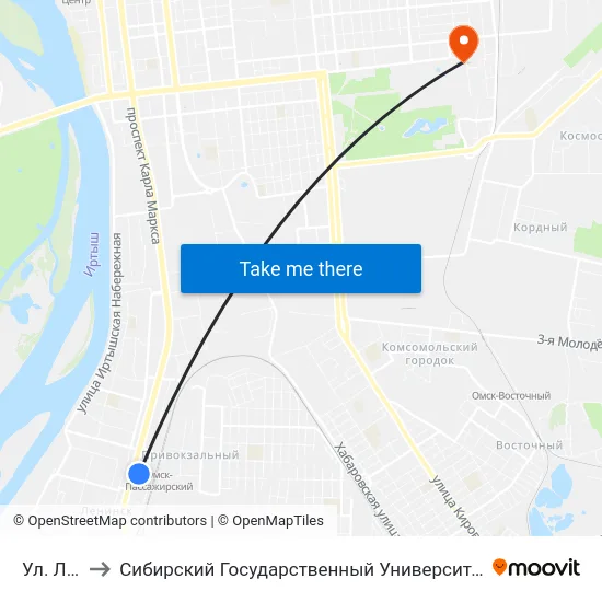 Ул. Лобкова to Сибирский Государственный Университет Физической Культуры И Спорта map