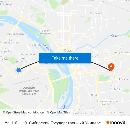 Ул. 1-Я Садовая to Сибирский Государственный Университет Физической Культуры И Спорта map