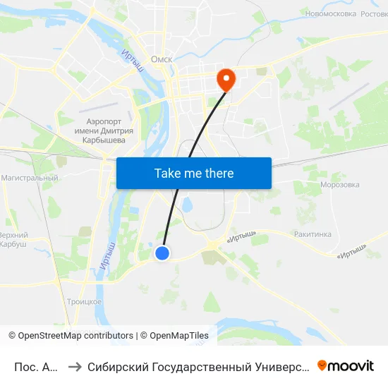 Пос. Армейский to Сибирский Государственный Университет Физической Культуры И Спорта map