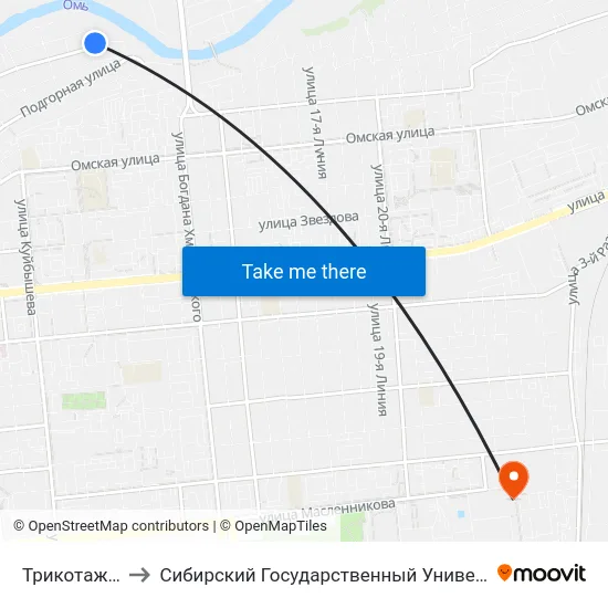 Трикотажная Фабрика to Сибирский Государственный Университет Физической Культуры И Спорта map