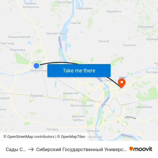 Сады Северянка to Сибирский Государственный Университет Физической Культуры И Спорта map