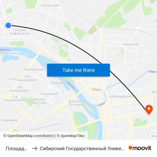 Площадь Лицкевича to Сибирский Государственный Университет Физической Культуры И Спорта map