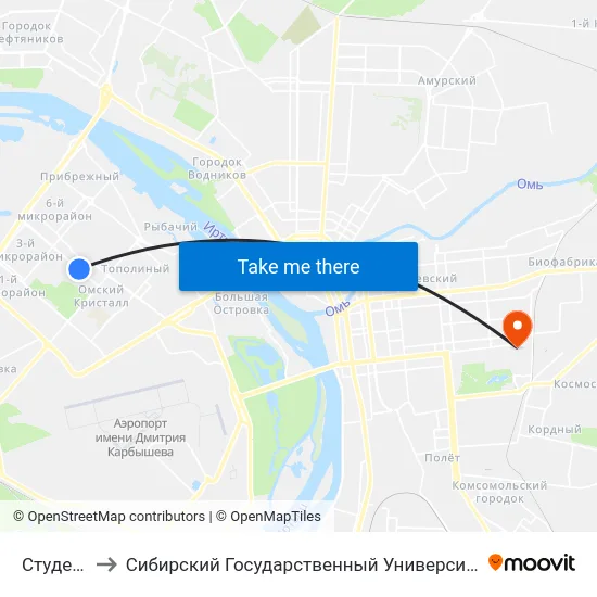 Студенческая to Сибирский Государственный Университет Физической Культуры И Спорта map