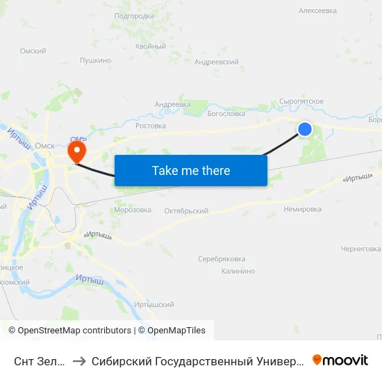 Снт Зелёная Роща to Сибирский Государственный Университет Физической Культуры И Спорта map