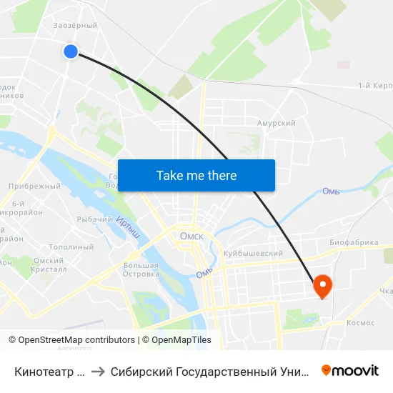 Кинотеатр Первомайский to Сибирский Государственный Университет Физической Культуры И Спорта map