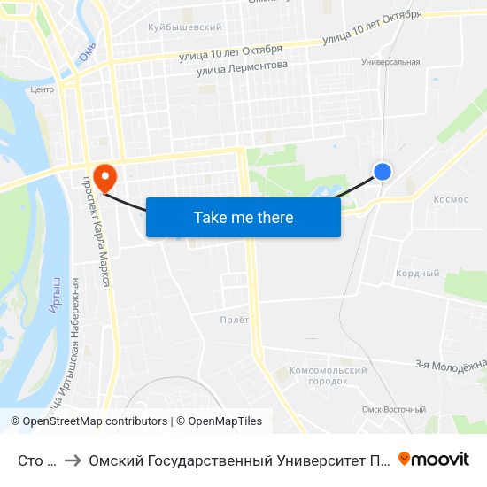 Сто Заз to Омский Государственный Университет Путей Сообщения map