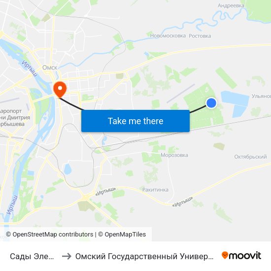 Сады Электромера to Омский Государственный Университет Путей Сообщения map