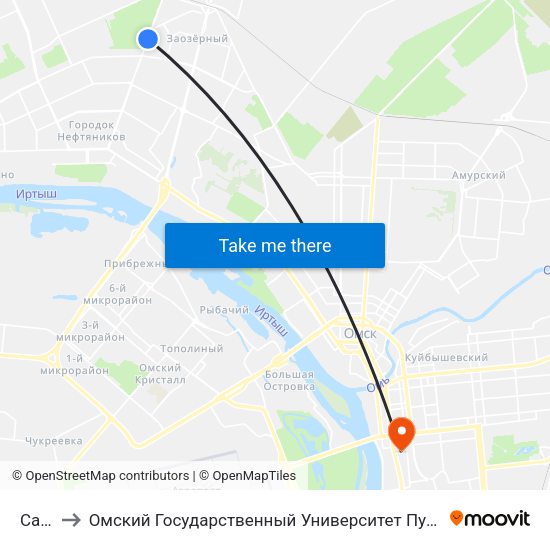 Сады to Омский Государственный Университет Путей Сообщения map