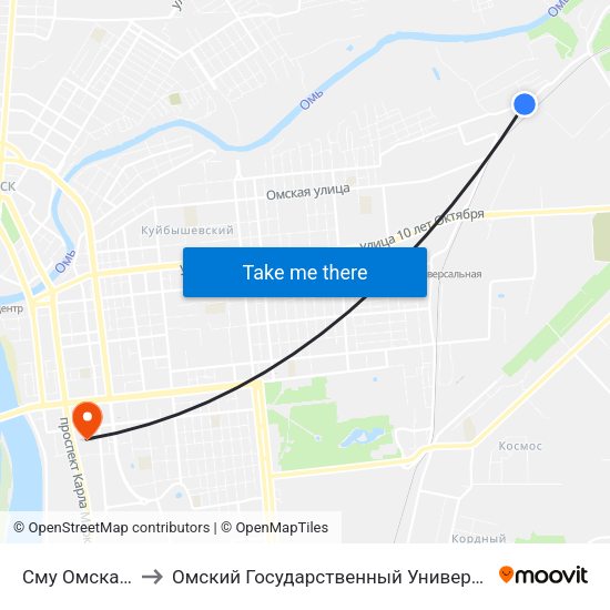 Сму Омскавтотранс to Омский Государственный Университет Путей Сообщения map