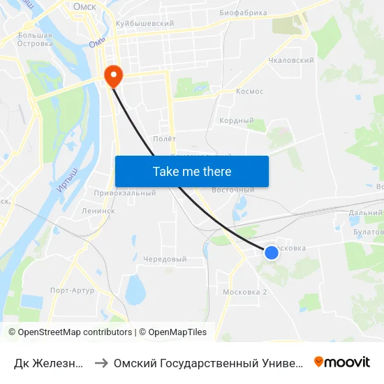 Дк Железнодорожник to Омский Государственный Университет Путей Сообщения map