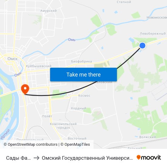 Сады Фантазия to Омский Государственный Университет Путей Сообщения map