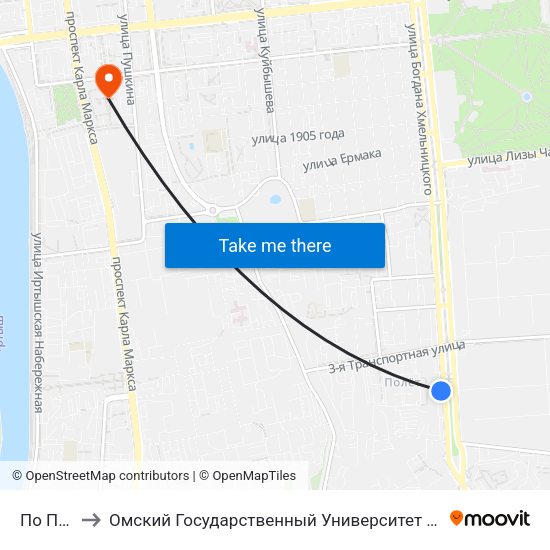 По Полет to Омский Государственный Университет Путей Сообщения map