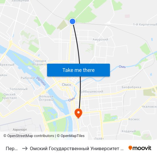 Переезд to Омский Государственный Университет Путей Сообщения map