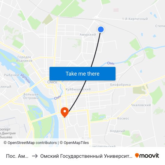 Пос. Амурский to Омский Государственный Университет Путей Сообщения map