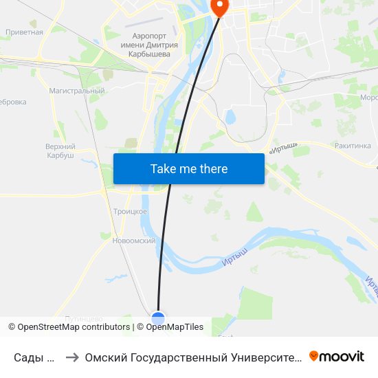 Сады Лилия to Омский Государственный Университет Путей Сообщения map