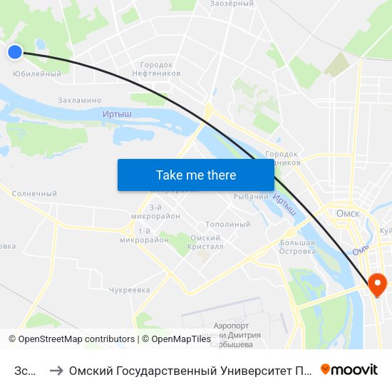 Зсжб-5 to Омский Государственный Университет Путей Сообщения map