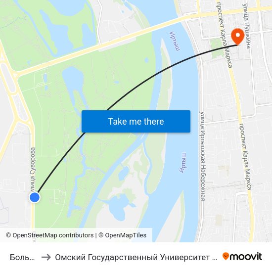 Больница to Омский Государственный Университет Путей Сообщения map