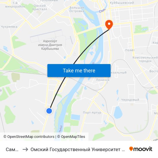 Самарка to Омский Государственный Университет Путей Сообщения map