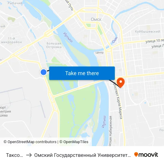 Таксопарк to Омский Государственный Университет Путей Сообщения map