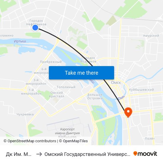 Дк Им. Малунцева to Омский Государственный Университет Путей Сообщения map