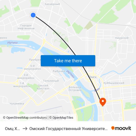 Омц Химик to Омский Государственный Университет Путей Сообщения map