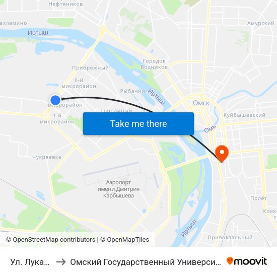 Ул. Лукашевича to Омский Государственный Университет Путей Сообщения map