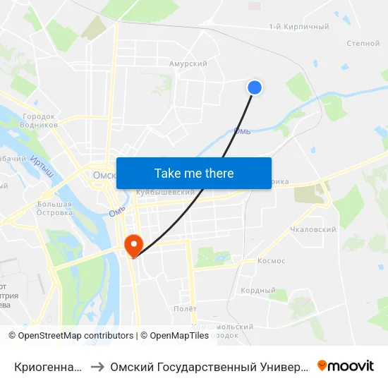 Криогенная Техника to Омский Государственный Университет Путей Сообщения map
