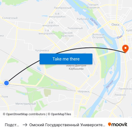 Подстанция to Омский Государственный Университет Путей Сообщения map