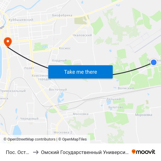 Пос. Осташково to Омский Государственный Университет Путей Сообщения map