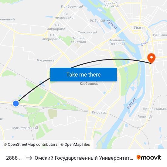 2888-Й Км to Омский Государственный Университет Путей Сообщения map