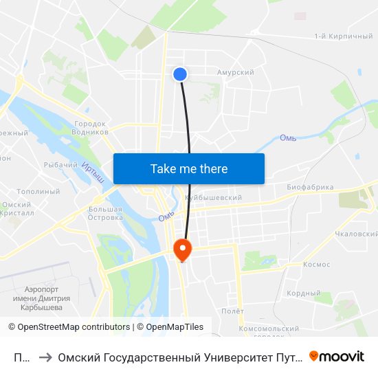Птск to Омский Государственный Университет Путей Сообщения map