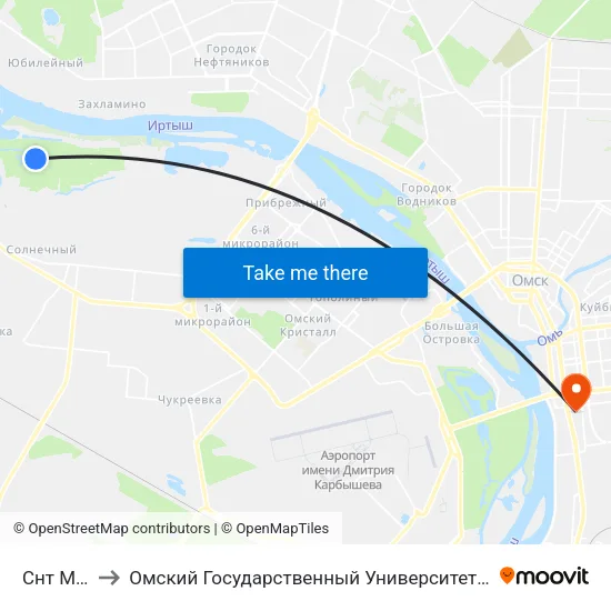 Снт Медик to Омский Государственный Университет Путей Сообщения map