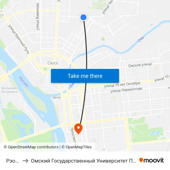 Рэо Гаи to Омский Государственный Университет Путей Сообщения map