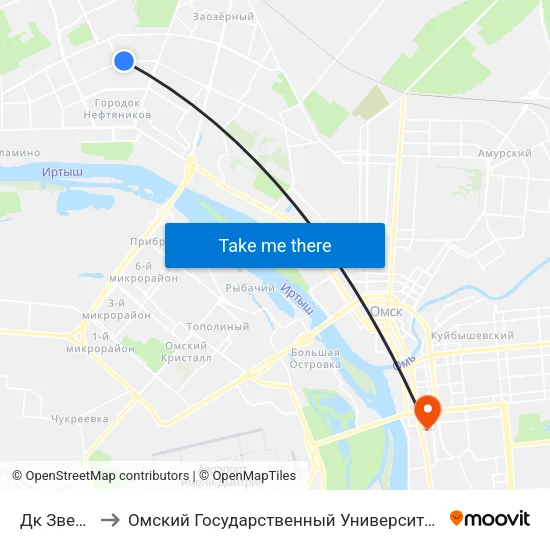 Дк Звездный to Омский Государственный Университет Путей Сообщения map