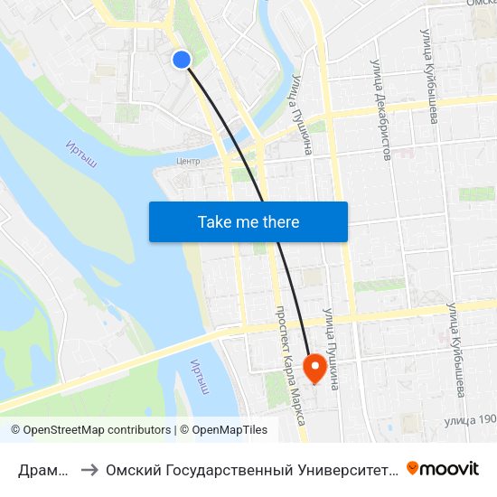 Драмтеатр to Омский Государственный Университет Путей Сообщения map