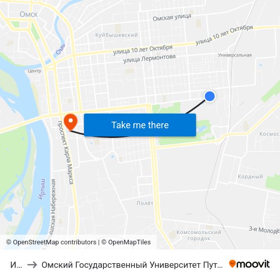 Ифк to Омский Государственный Университет Путей Сообщения map