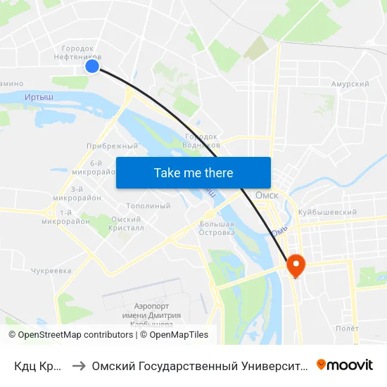 Кдц Кристалл to Омский Государственный Университет Путей Сообщения map