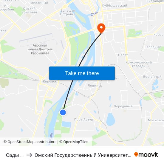 Сады Заря to Омский Государственный Университет Путей Сообщения map