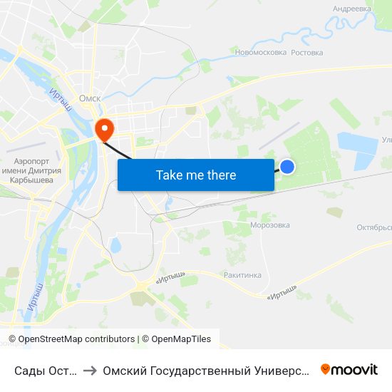 Сады Осташково to Омский Государственный Университет Путей Сообщения map