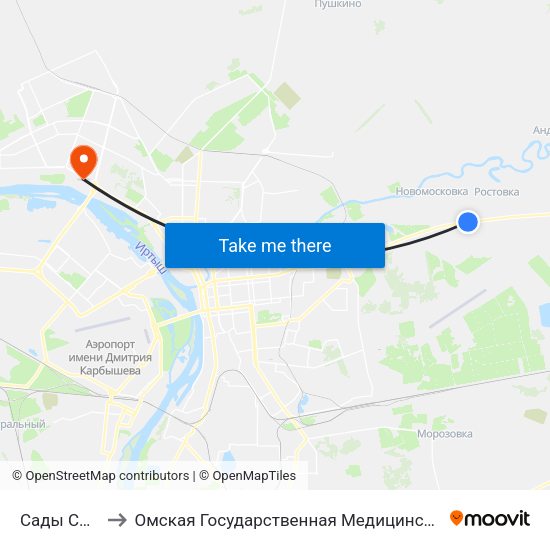 Сады Сатурн to Омская Государственная Медицинская Академия map