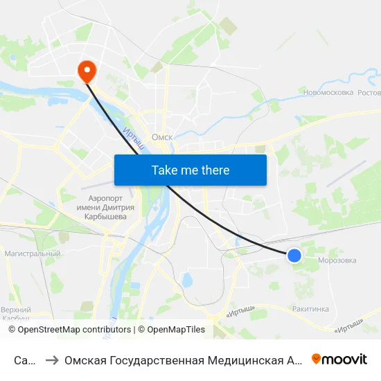Сады to Омская Государственная Медицинская Академия map