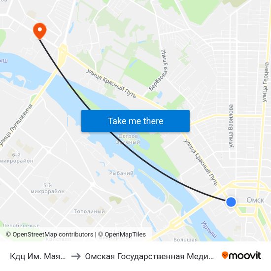 Кдц Им. Маяковского to Омская Государственная Медицинская Академия map
