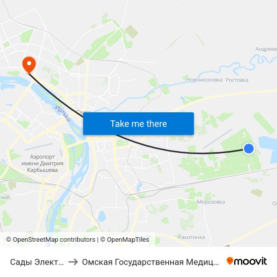 Сады Электромера to Омская Государственная Медицинская Академия map