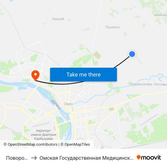 Поворотная to Омская Государственная Медицинская Академия map