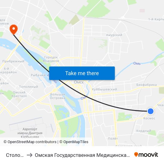 Столовая to Омская Государственная Медицинская Академия map