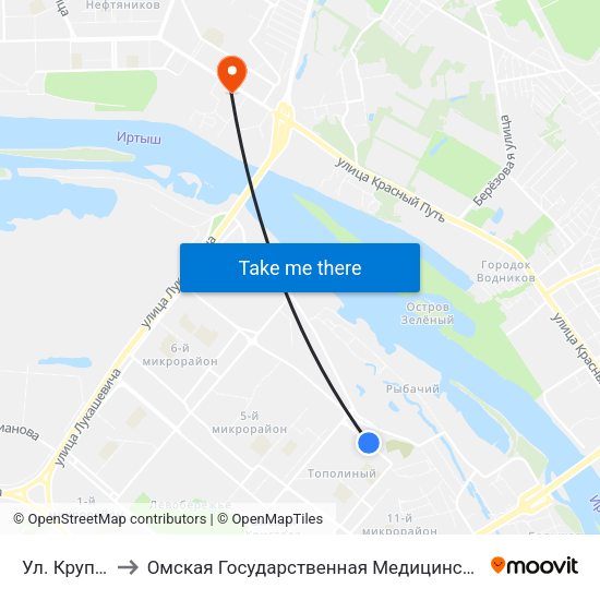 Ул. Крупской to Омская Государственная Медицинская Академия map