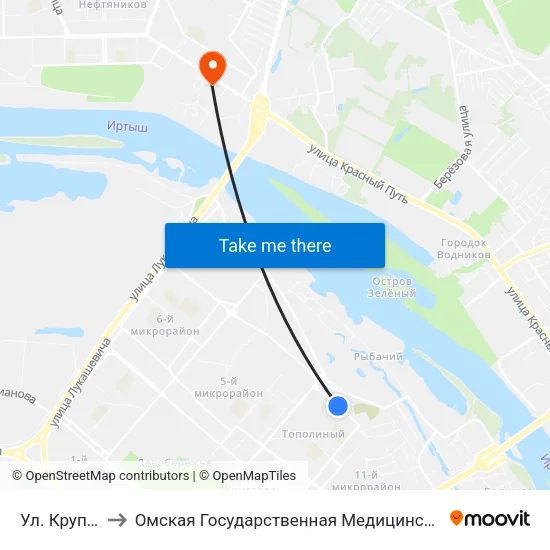 Ул. Крупской to Омская Государственная Медицинская Академия map