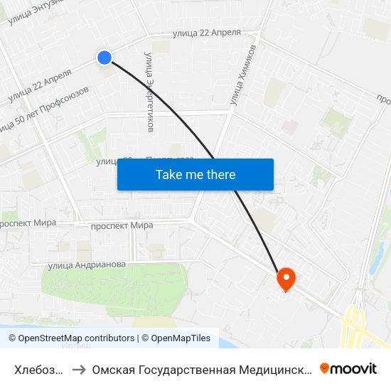 Хлебозавод to Омская Государственная Медицинская Академия map